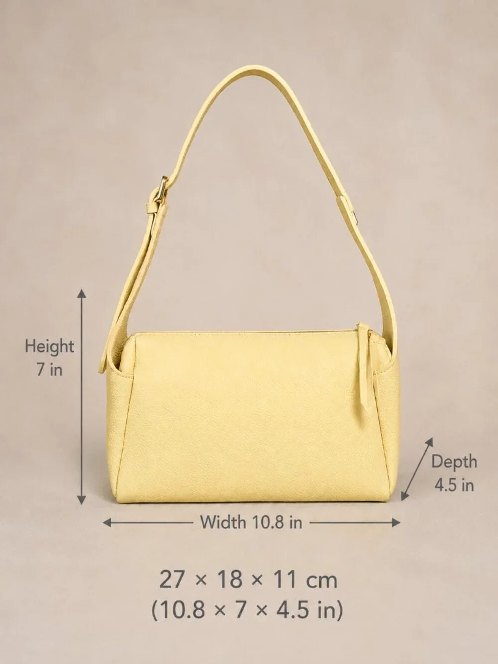 Butter Yellow Italian Leather Small Crossbody Shoulder Bag, Pebbled Handbag